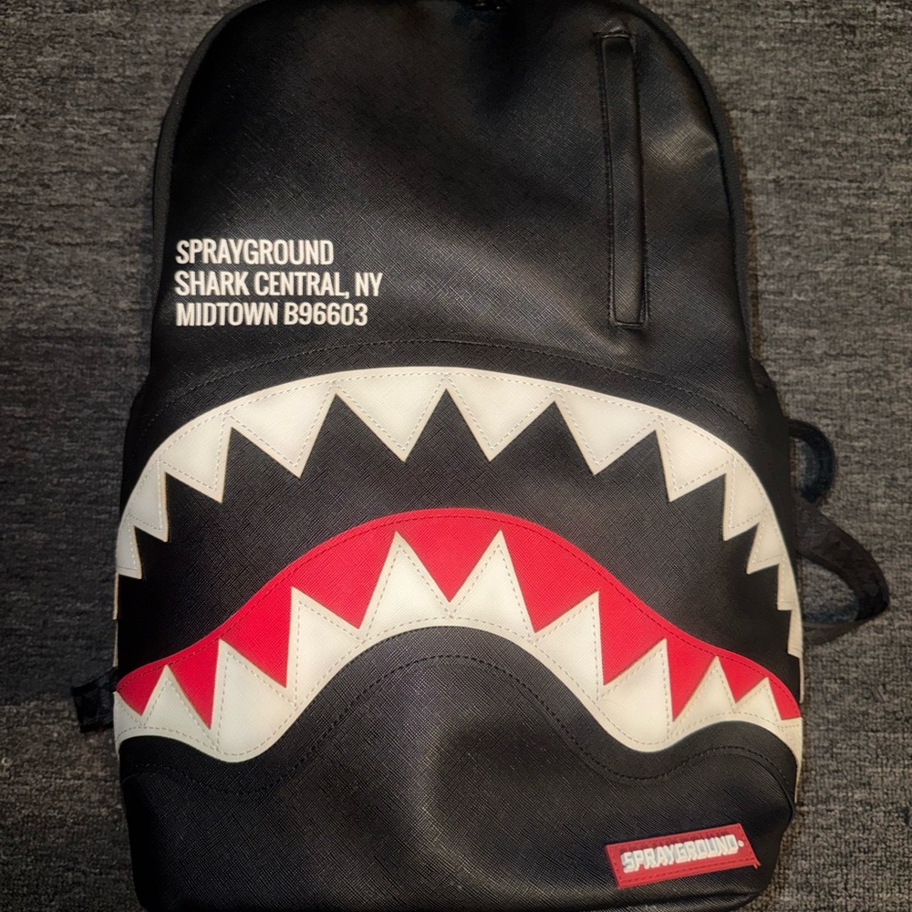 Sprayground Black and Red Shark Backpack
